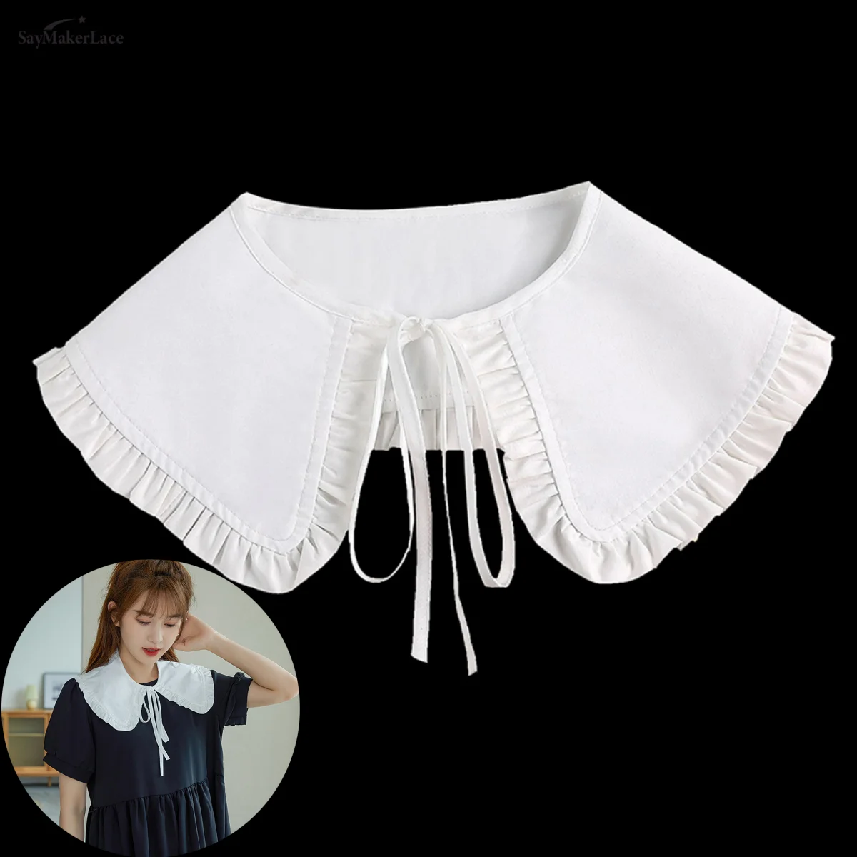 

Женский накладной воротник, шаль, ажурная Цветочная кружевная блузка с оборками на лацканах, студенческий декор, короткий чехол