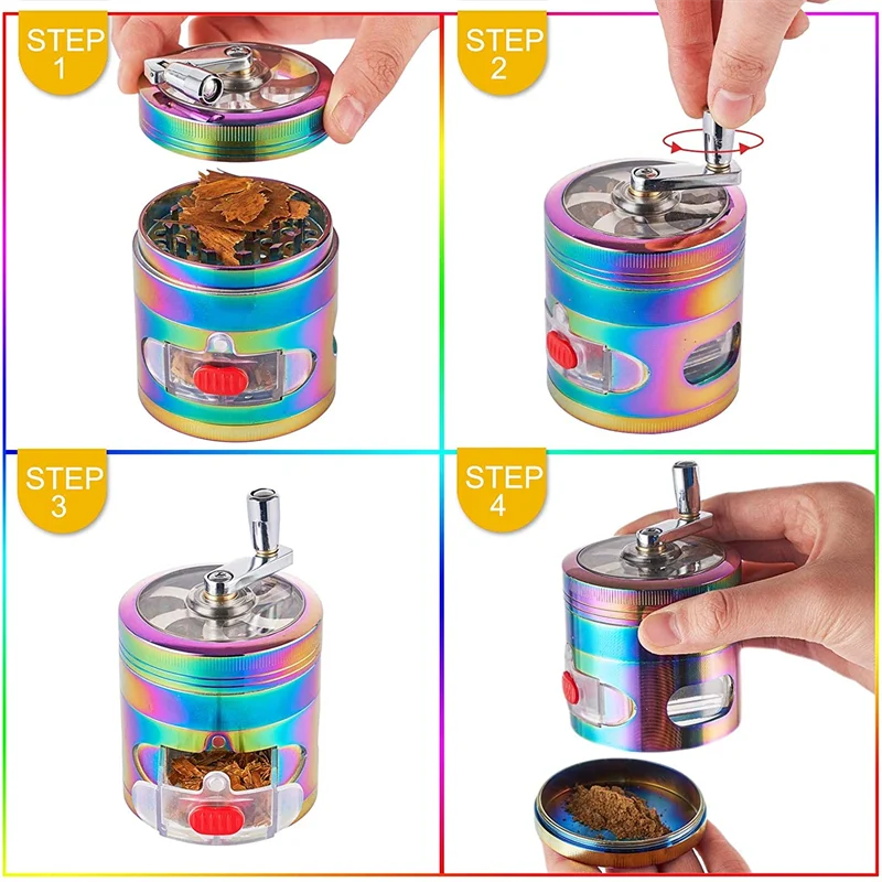 Металлическая мельница для специй с ручкой 4-х слойная 2 5 дюйма выдвижным ящиком
