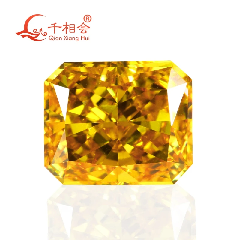 

Dark yellow color octangle shape radiant brilliant crushed ice cut cubic zirconia loose stone cz stone