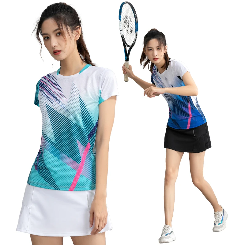 Women Badminton Shirts New 3D Fashion Table Tennis Running Sport Quick Dry Breathable Top Game Outdoor Training Short Sleeves