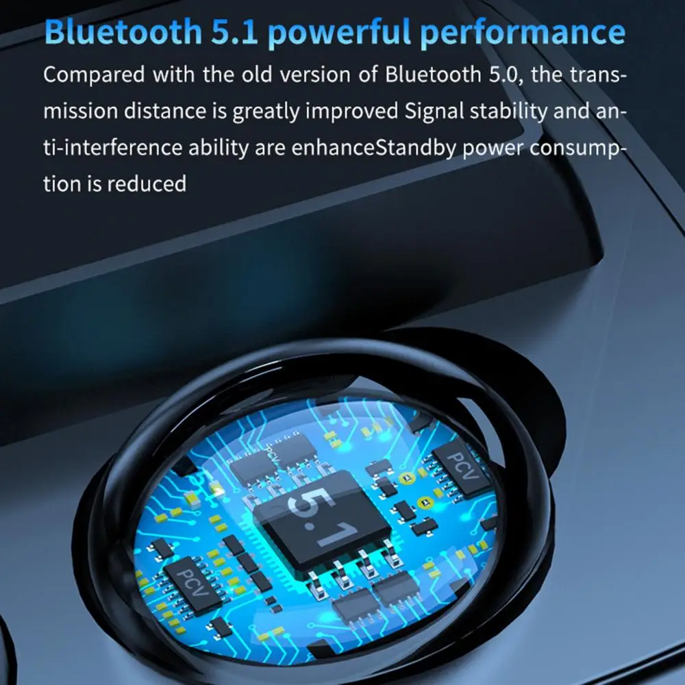 M9Wireless Bluetooth-compatible 5.1 Touch Control In-Ear Earphone with Power Display |