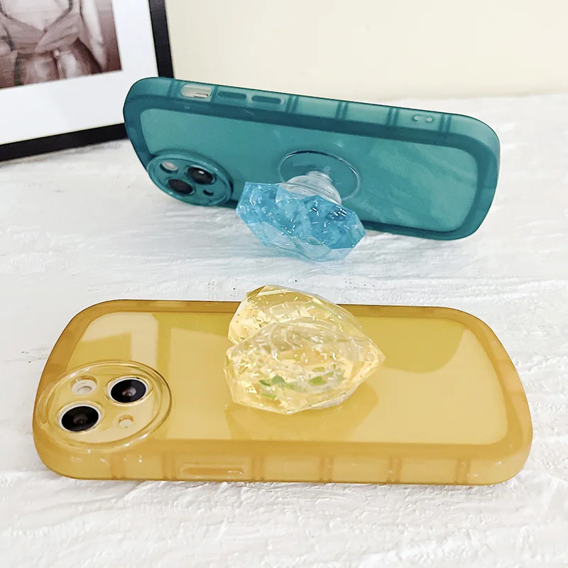 

Transparent With Love Heart Holder Stand Bracket Soft Case For iPhone 13 12 11 Pro Max X XS XR 7 8 Plus SE2022 Silicone Cover