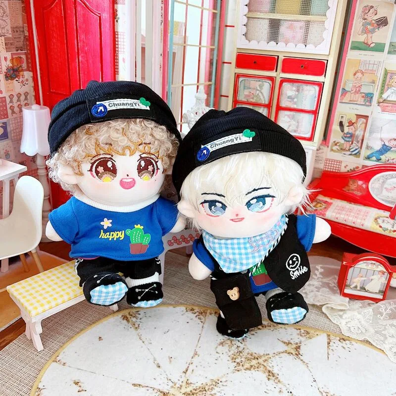 

7 шт., 1 комплект, 20 см Одежда для куклы, шапка + толстовка + жилет + шарф + сумка + шорты + обувь, милые плюшевые аксессуары для кукол, кукол-фанатов, подарок «сделай сам»