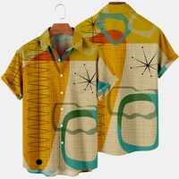 mens hawaiian shirts fashion lapel short sleeve tops summer casual shirts art style harajuku clothing oversized shirts for men