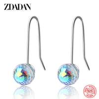 zdadan 925 silver round crystal drop earring for women fashion jewelry