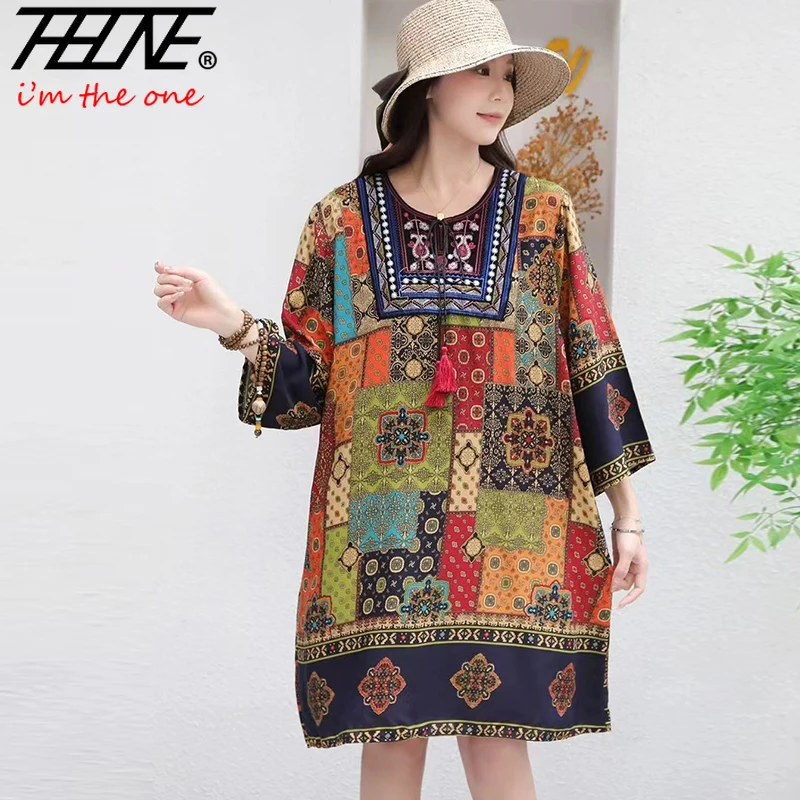 THHONE Vestidos De Mujer летнее платье женское пуловер с вышивкой в пляжном стиле инди-фолк праздничное повседневное свободное длинное платье миди (art.: 3920cd5e44653) - 3920cd5e44653