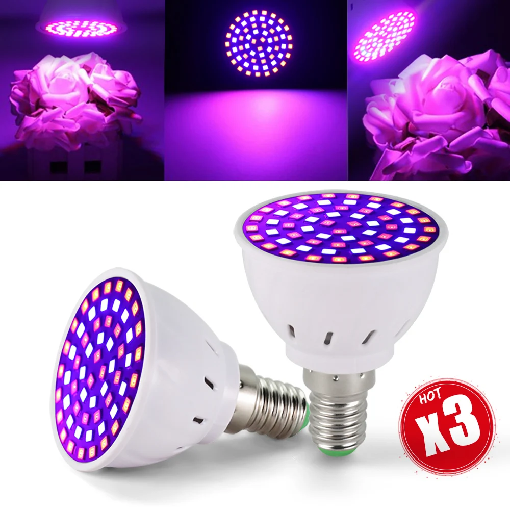 

3Pcs LED Grow Full Spectrum Bulb E27 E14 GU10 MR16 220V Greenhouse Hydroponic Lamp Grow Light For Indoor Plant Phyto Flower Lamp