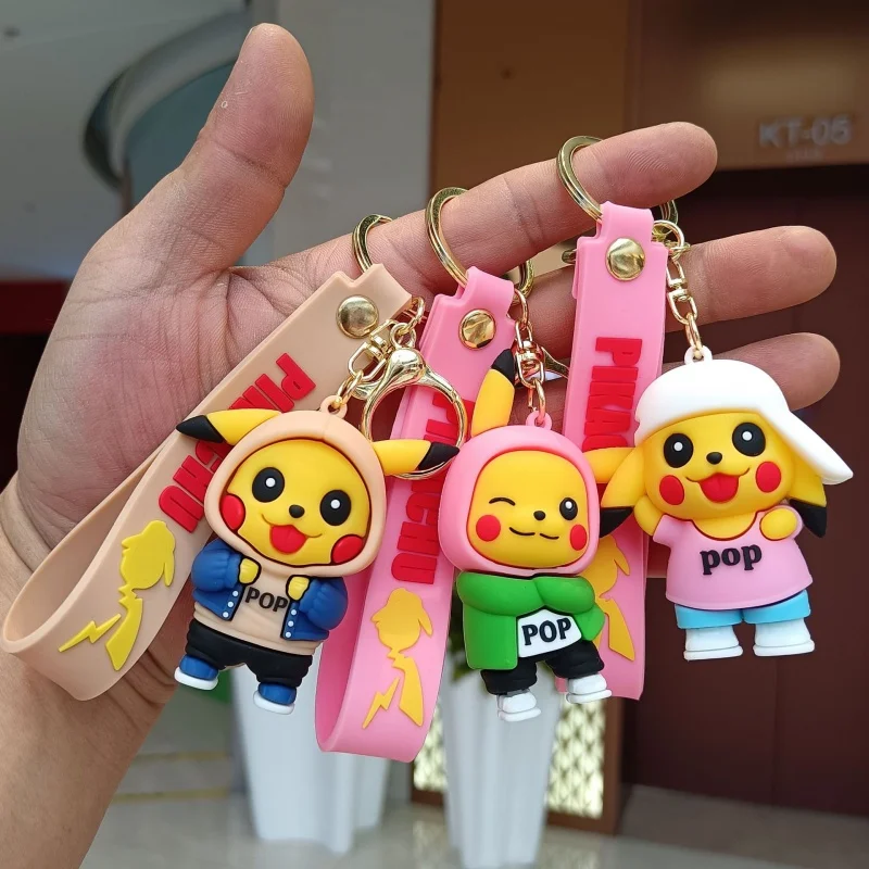 

Takara Tomy Pokemon Pokemon Pikachu Keychain Cartoon Cute Doll Car Key Chain Schoolbag Pendant Small Gift