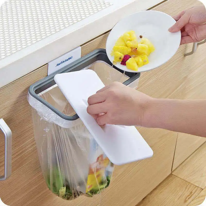 

Portable Plastic Garbage Hanging Bag Kitchen Trash Storage Rack Bag Hook Scouring Pad Dry Shelf Holder Kitchen Organzier