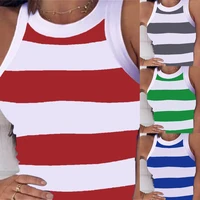 striped halter top 2022 summer sleeveless blouses shirt women streetwear blusa feminina summer colorblock contra