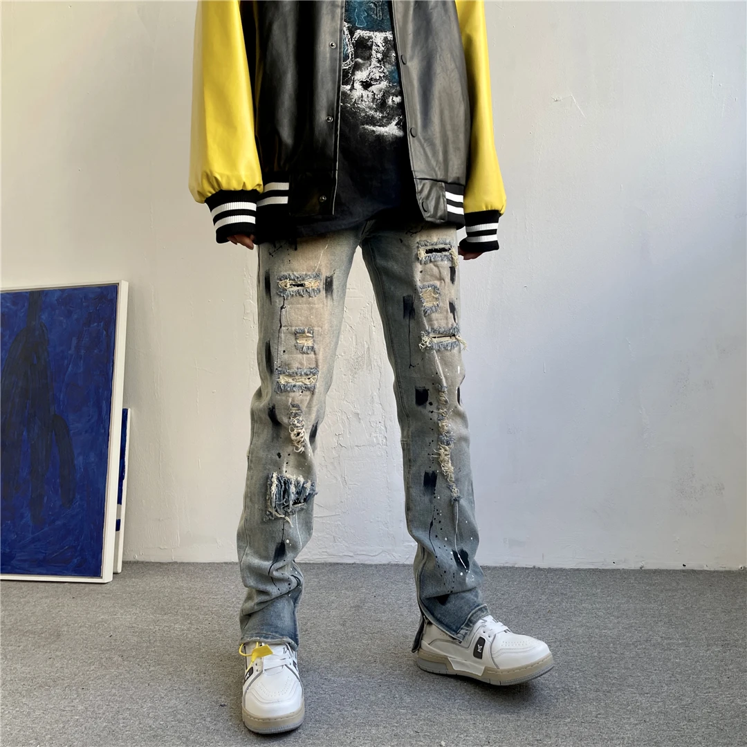 Men Clothing Korean Fashion Clothing Men JeansEuropean and AmericanHigh Street Styley2kStreet StyleStreetwearLuxury Jeans Casual