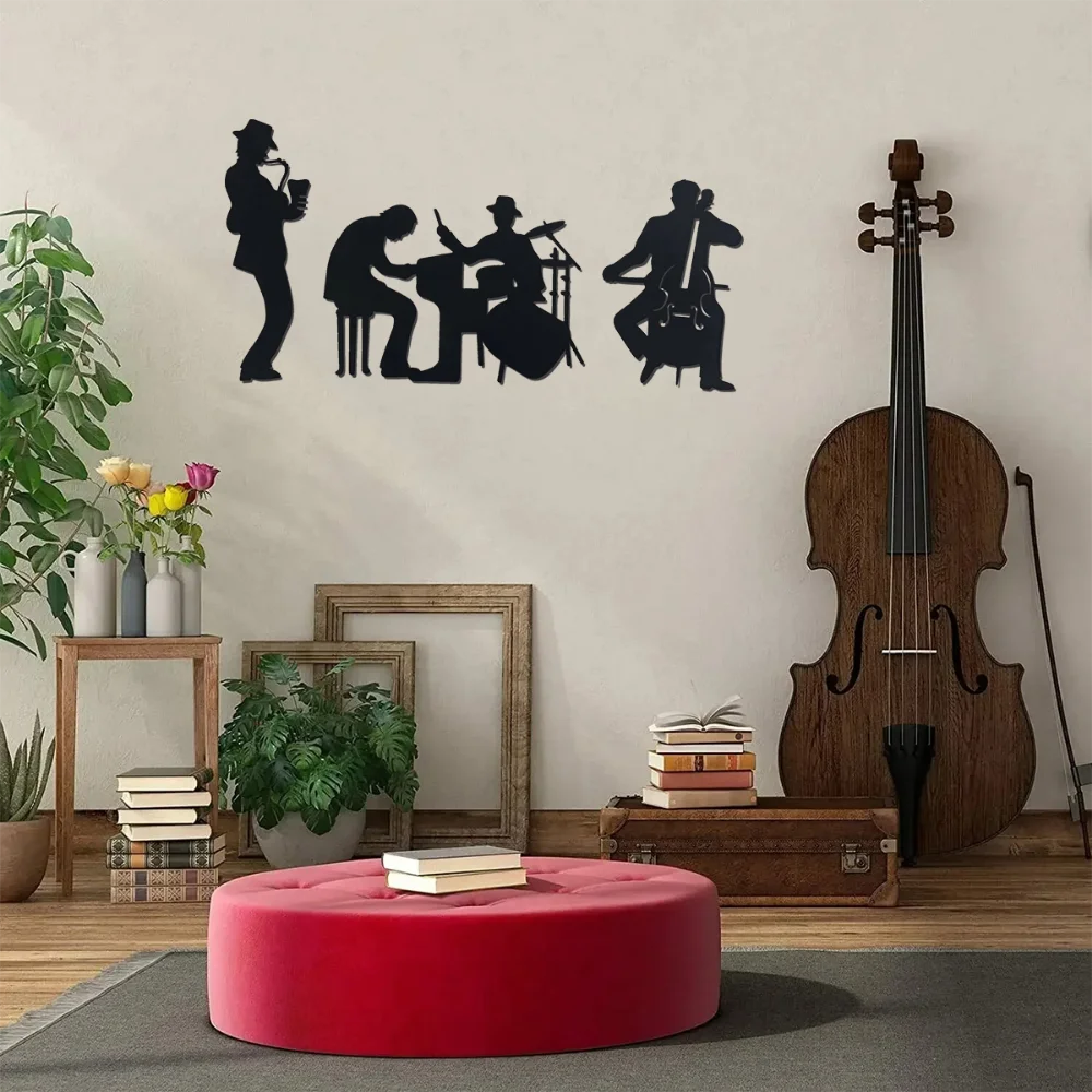 1 Шт. Тематический Металлический Настенный Декор С Джазовой Музыкой-дизайн