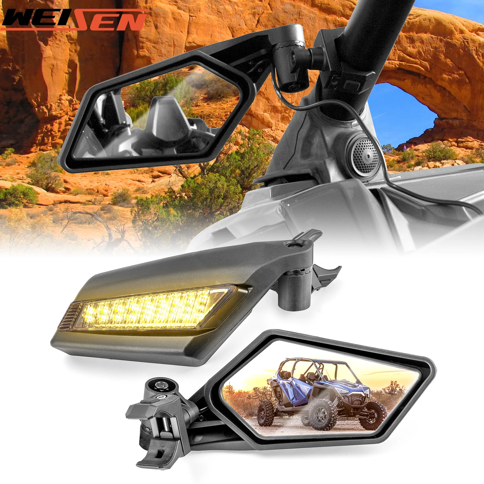 

Универсальные боковые гоночные зеркала для Polaris RZR 570 800 900 1000 Can-Am Commander Maverick Honda Pioneer CFMOTO 1,5-2 дюйма UTV