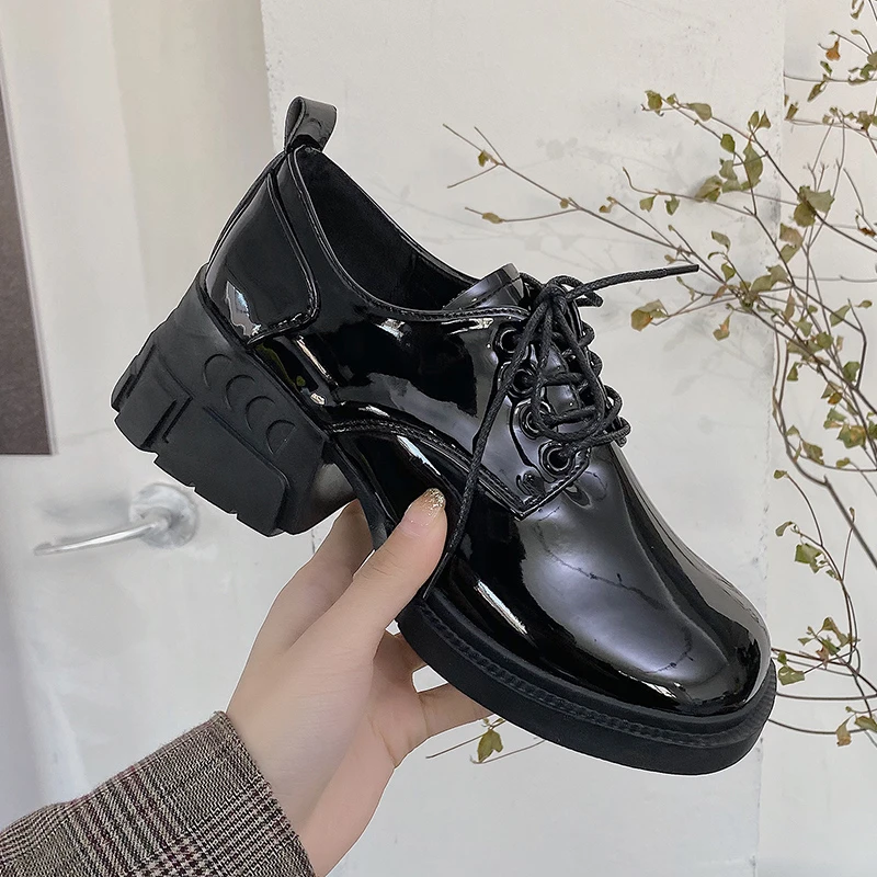 

2022 New Arrival Oxford Shoes For Women Lace Up Platform Leather Shoes Woman Flat Comfort Ladies Shoes