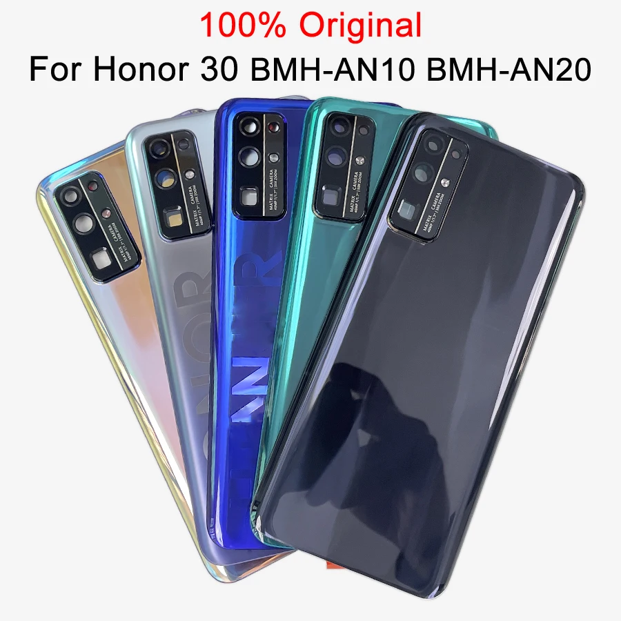 Оригинальная крышка батарейного отсека для Honor 30, Задняя стеклянная панель, задняя крышка корпуса чехол, BMH-AN20, Крышка батарейного отсека с объективом камеры
