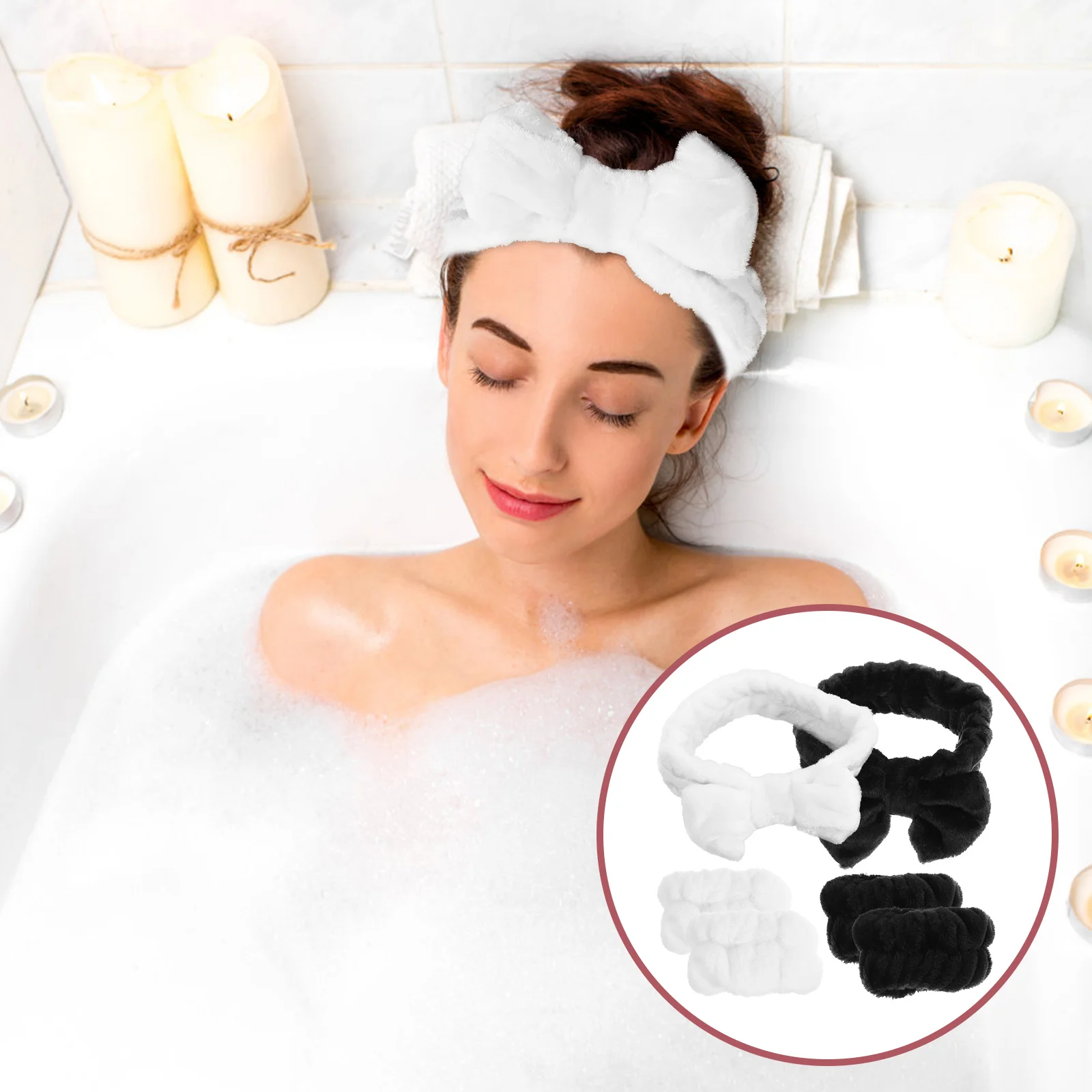 

Girl Washing Face Headband Hair Tie Wrist Strap Make Headbands Girls Makeup Wristband