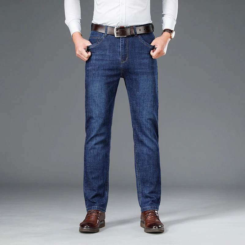 Джинсы мужские облегающие классические модные ковбойские брюки из денима Черные