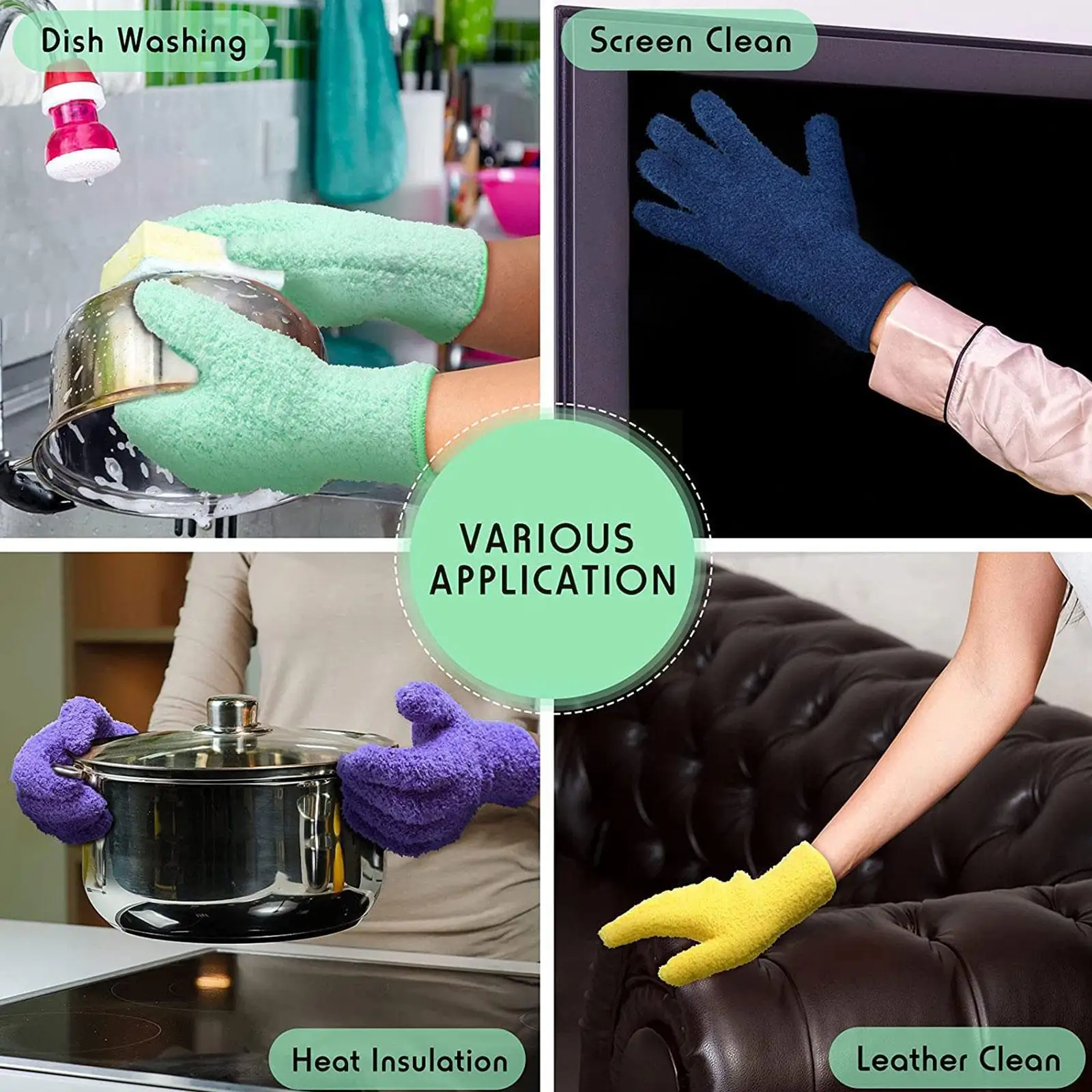 

1 Pair Microfiber Dusting Gloves For Car Wash Microfiber Dust Removal Gloves Water Absorbent Dry Hair Gloves T8T1
