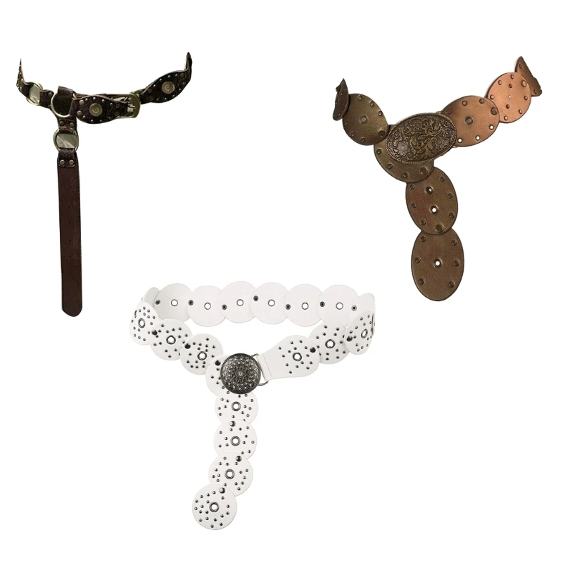 

Punk Teens Man Waist Belt Jeans Adjustable Belt for Nightclub Casual Pants Decor