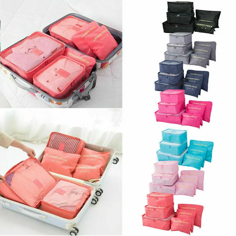 

6Pcs/Set Travel Storage Bag Set Portable Luggage Organizer Clothes Shoes Pouch Cube Bag Wardrobe Suitcase Pouch Water-proof