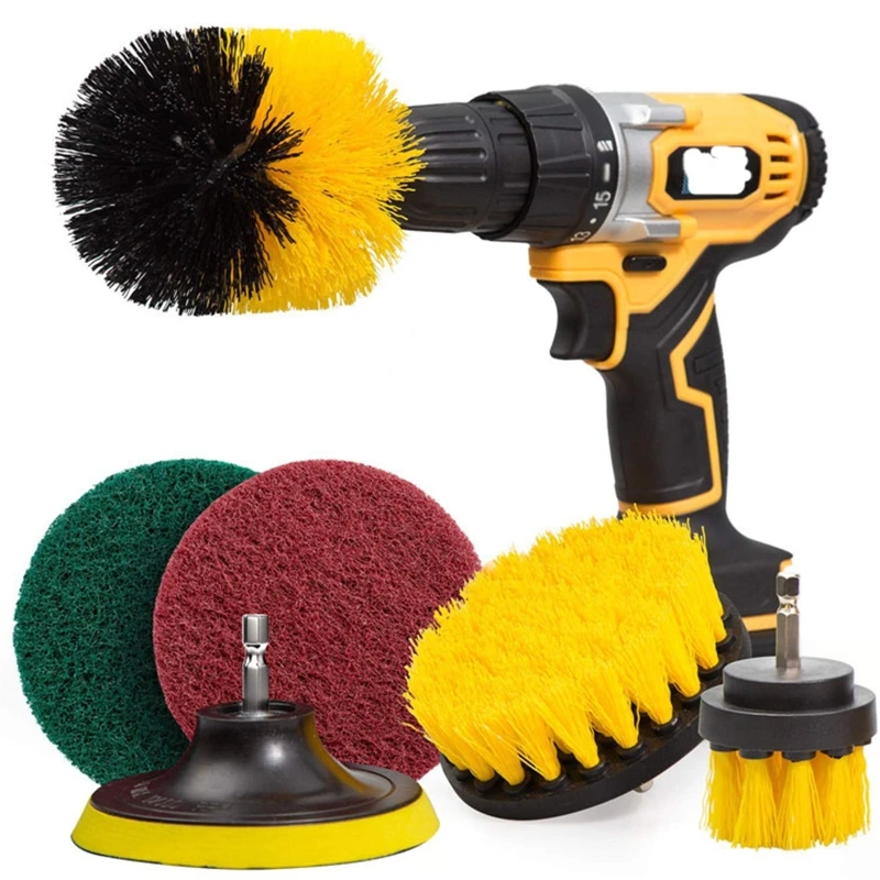 

Electric Drill Brush Pad Kit All Purpose Cleaner Auto Tire Cleaning Tool for Bathroom Kitchen Scrubber Brushes 6pcs/set