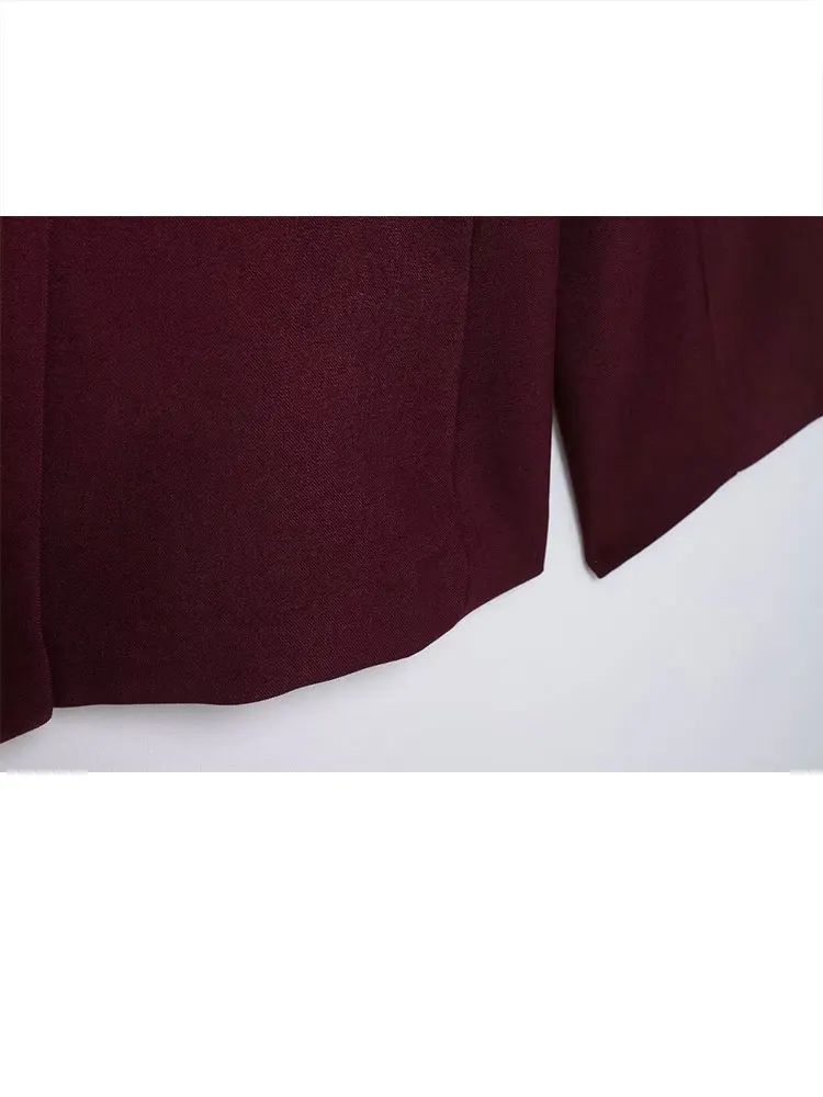 TRAFZA 2024 бордовый красный пиджак для женщин модный свободный костюм с отложным