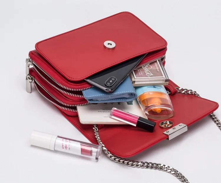 Bag Women's 2022 New Messenger Bag Double Zipper Crocodile Pattern Small Square Bag Single Shoulder Women's Bag Clutch Bag