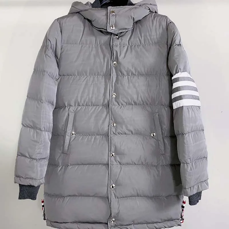 Men's Jackets Classic 4-bar Winter Thermal Puffer Coat Luxury  Brand Down-Filled Women Long Loose TB THOM Male Down Jacket