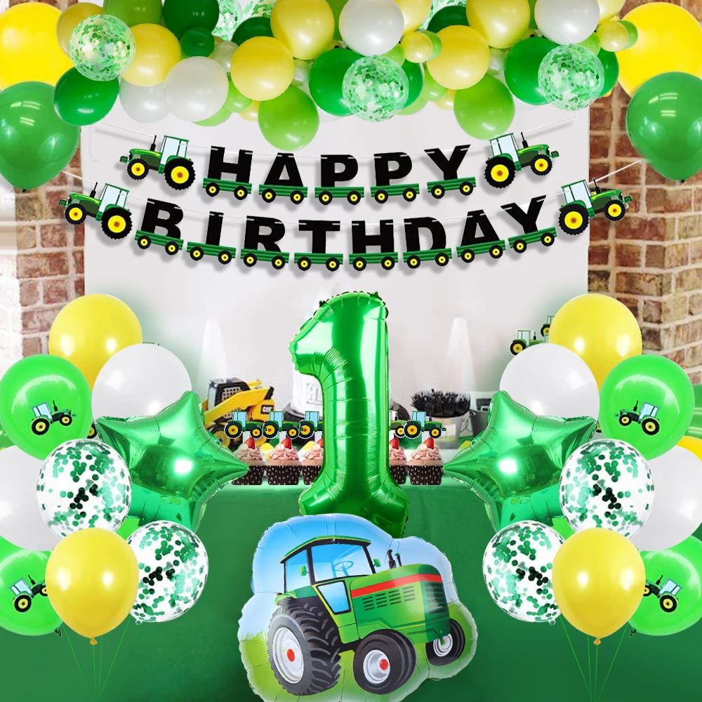 

1-9 Years Old Boy Birthday Party Decorations Farm Tractor Themed Balloons Arch for Kids Baby Shower Gender Reveal Party Supplies