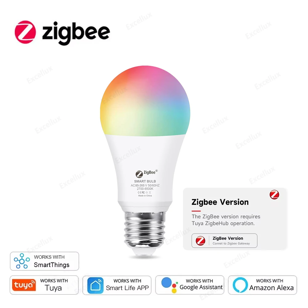 

Excellux Tuya Zigbee/Wifi LED лампа E27 15/18Вт RGB+CW+WW