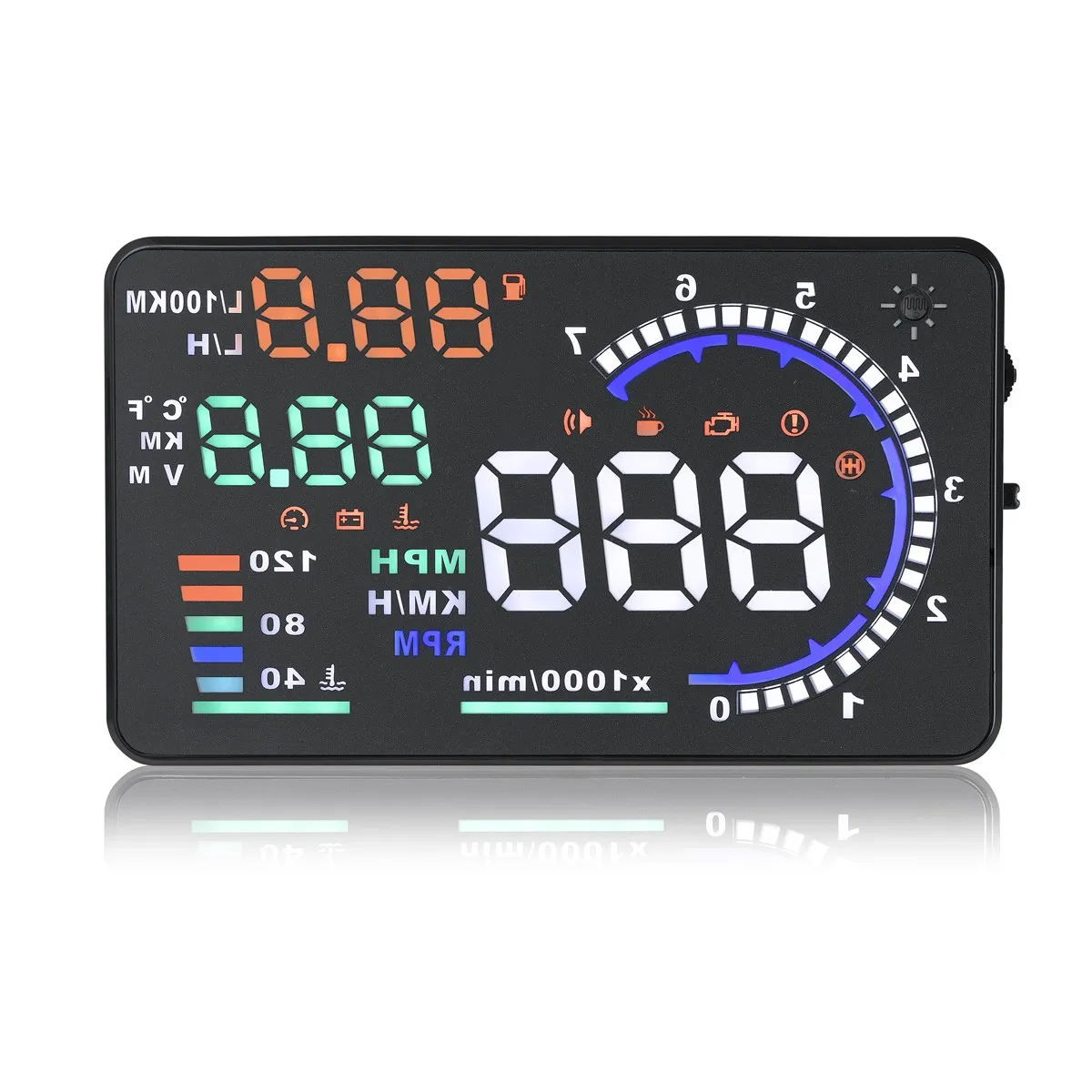 

5,5 "A8 OBD2 HUD Автомобильный проекционный дисплей Скорость Предупреждение о топливе Инструмент для диагностики данных Сигнализация напряжения Светодиодный проектор на лобовое стекло Держатель H6