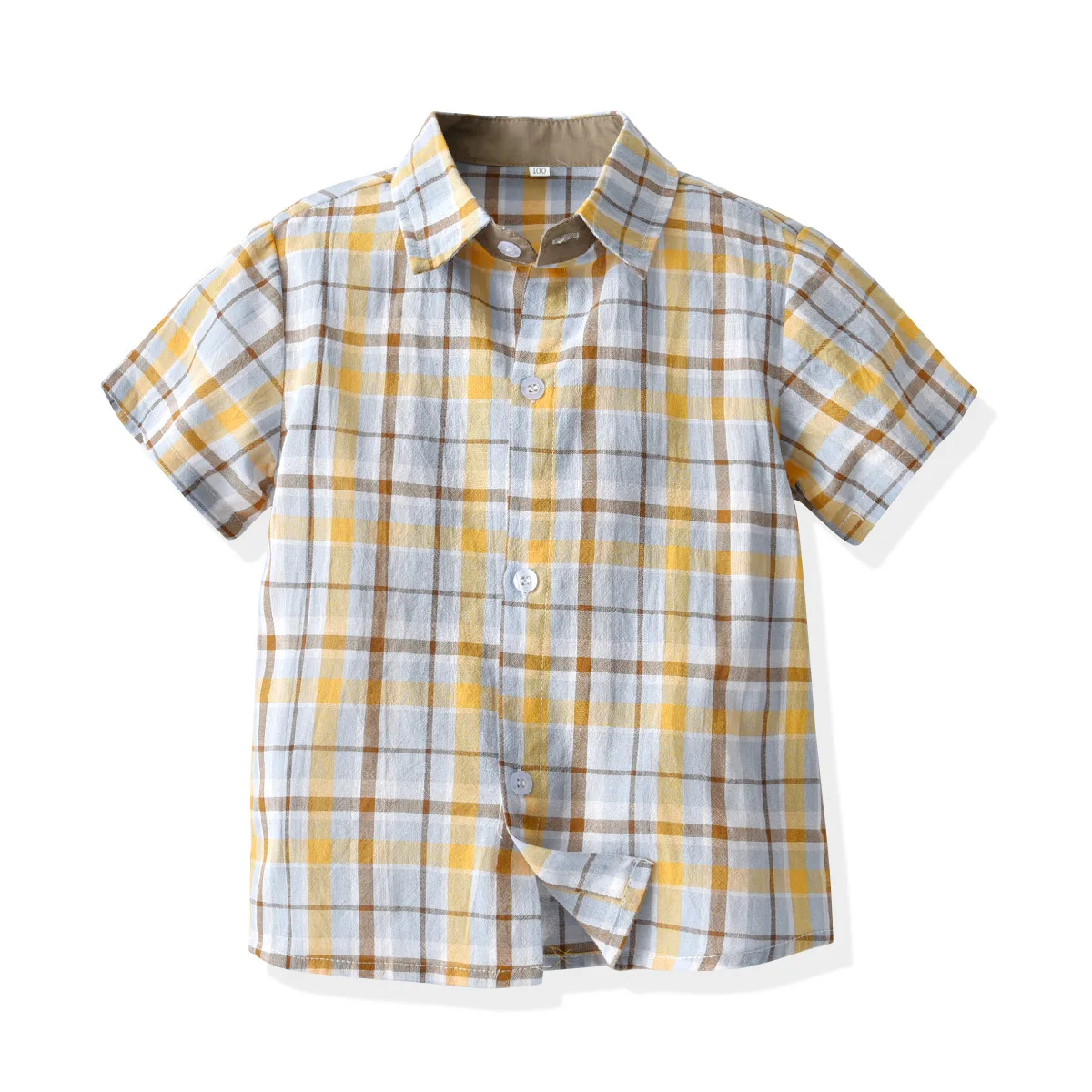 Boys' Plaid Short Sleeve Shirt Children's Summer Cardigan Casual Tops Boy Shirts Children Clothes