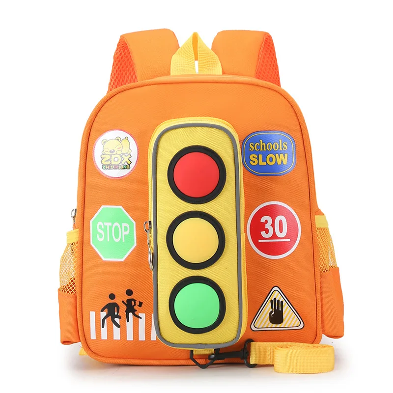 Anti-lost Children's Schoolbag Cartoon Traffic Light Kindergarten Children Backpack 2-4 Years Old Boys and Girls Backpacks