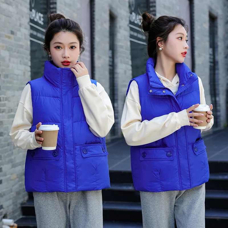 

Cotton Feather Waistcoat Female Han Edition of New Fund of 2022 Autumn Winters Is Easing Brief Paragraph Joker Vest Woman Coat
