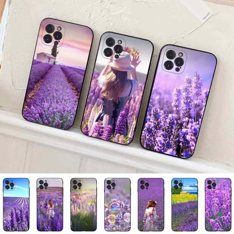 

Lavender Purple flowers Phone Case For iPhone 8 7 6 6S Plus X SE 2020 XR XS 14 11 12 13 Mini Pro Max Mobile Case