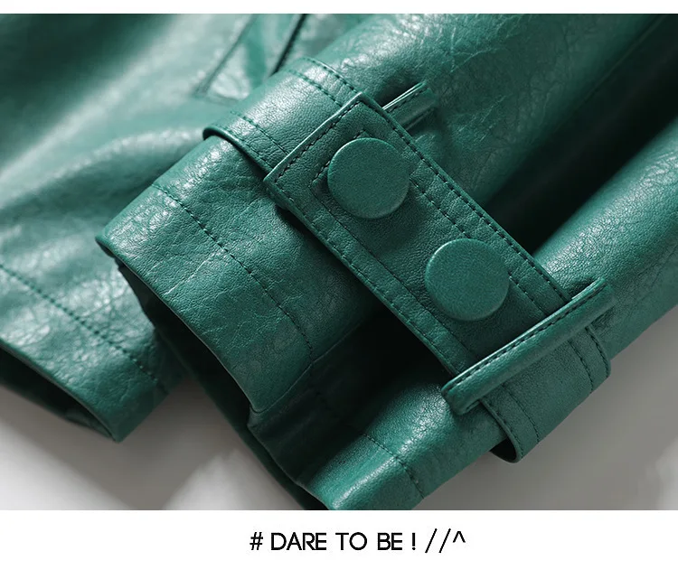 KoHuiJoo Leather Jacket Women 2022 Spring Autumn Fashion Plus Size Stand Collar Slim Leather Oversize PU Jacket Buttons M-4X