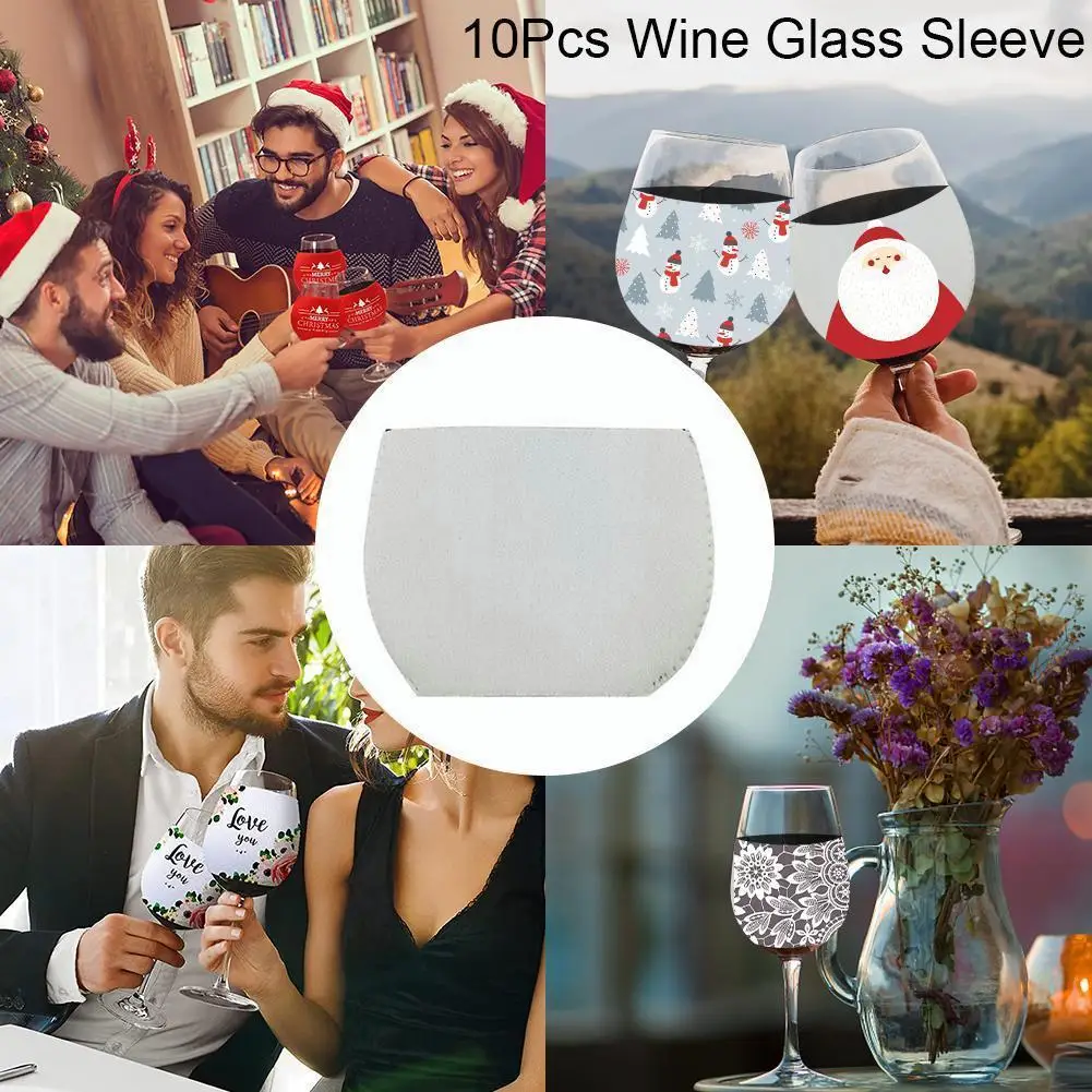 

10 шт./компл. Крышка для белого бокала вина, белая для сублимации, изолятор для бокала вина, держатель для напитков, неопреновый бокал для вина...