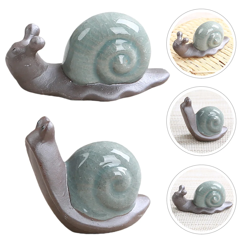 

Snail Figurine Animal Statue Decoration Tea Sculpture Decor Ornament Pet Figure Miniature Ceramic Garden Table Miniatures Model