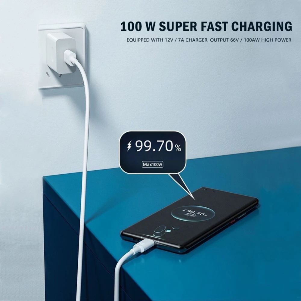 7А 100Вт Кабель USB Type C Супер-быстрая зарядка для Huawei Mate 40 30 Xiaomi Samsung Кабели быстрой зарядки Зарядные шнуры данных