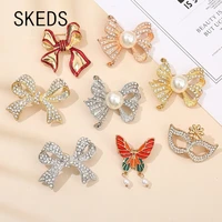 creative trendy rhinestone bow brooches for women bowknot pin vintage fashion brooch jewelry elegant accessories for women gift