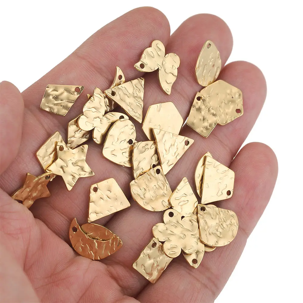 

20pcs Stainless Steel Gold Plated Heart Moon Butterfly Tags Small Charms Coin Blank for DIY Jewelry Making Bracelet Wholesale