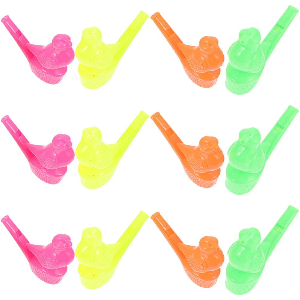 

12 Pcs Bird Whistle Cartoon Props Whistles Music Instruments Adults The Colorful Water Plastic Adorable Slide Child Giveaways