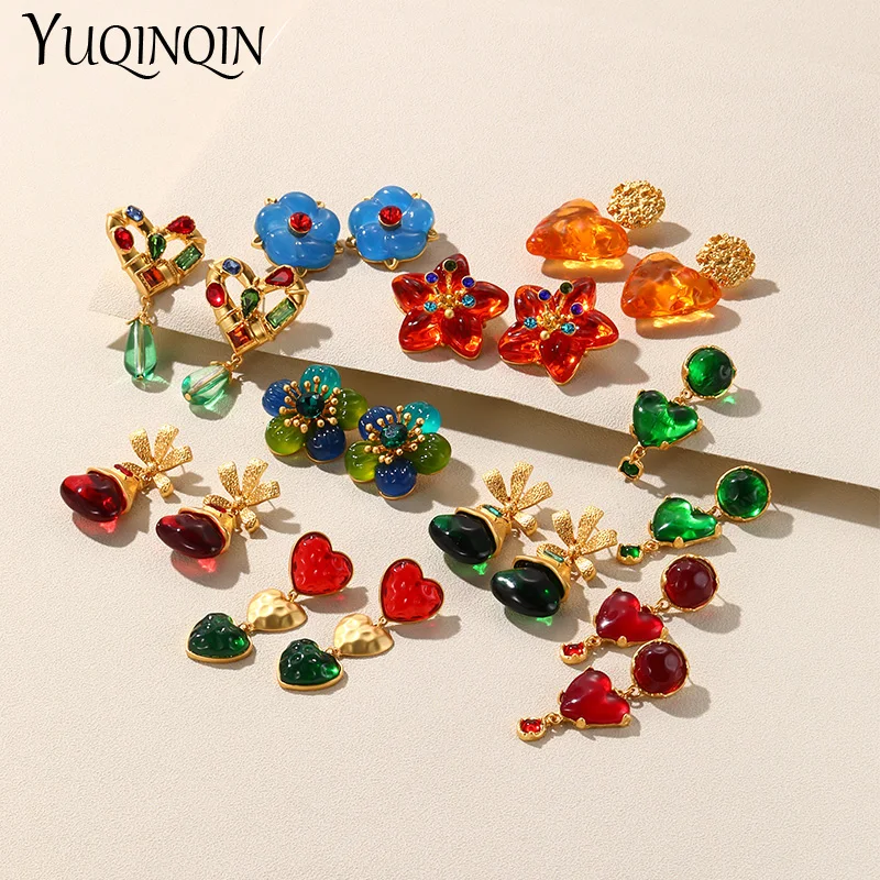 Винтажные большие висячие серьги золотого цвета для женщин, длинные висячие серьги-подвески в виде цветка с кристаллами для девочек, свадебные украшения