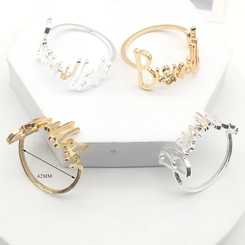 

12Pcs/Set Towel Link Day for PartyFashion Alloy Letter Prayer 42MM Alloy Blessing Bismillah Napkin Rings for Table Decoration