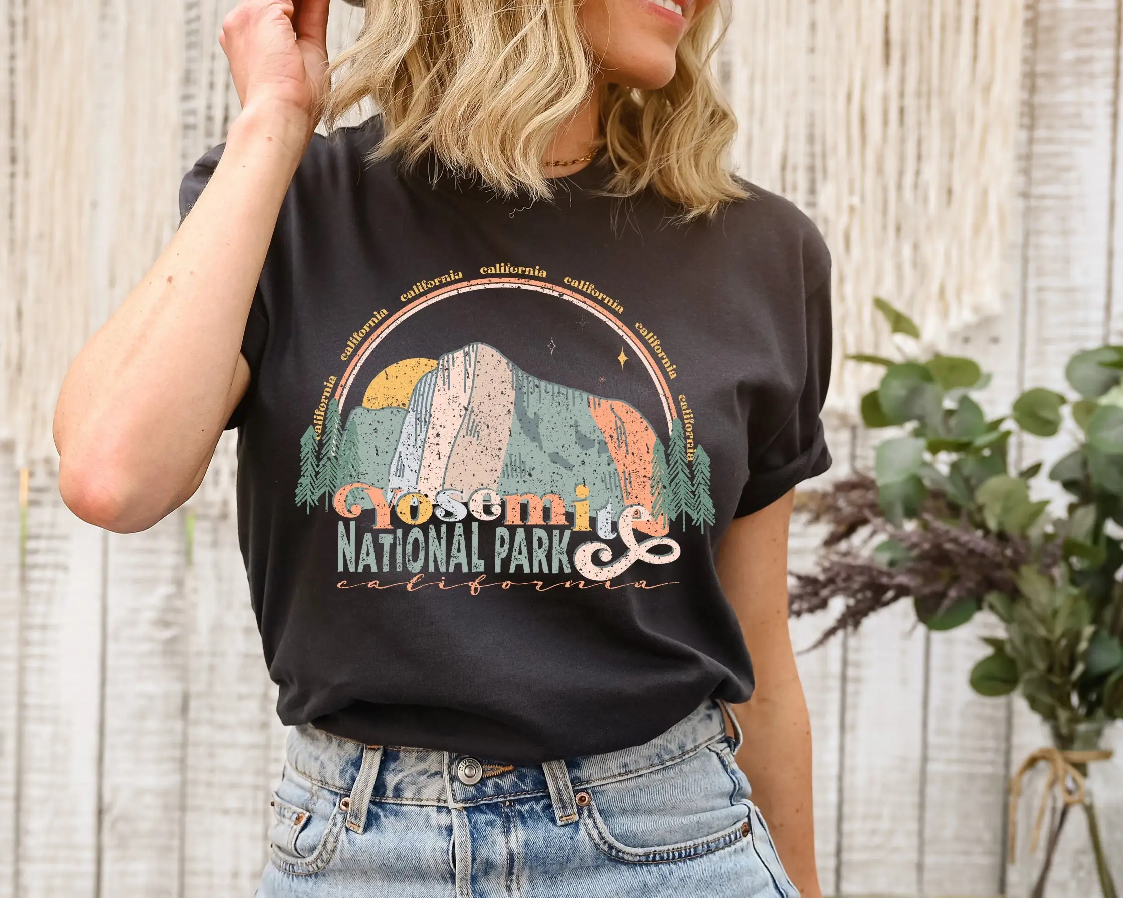 Футболка Yosemite National Park California Hiking Outdoor Camping Nature Oversized Vintage