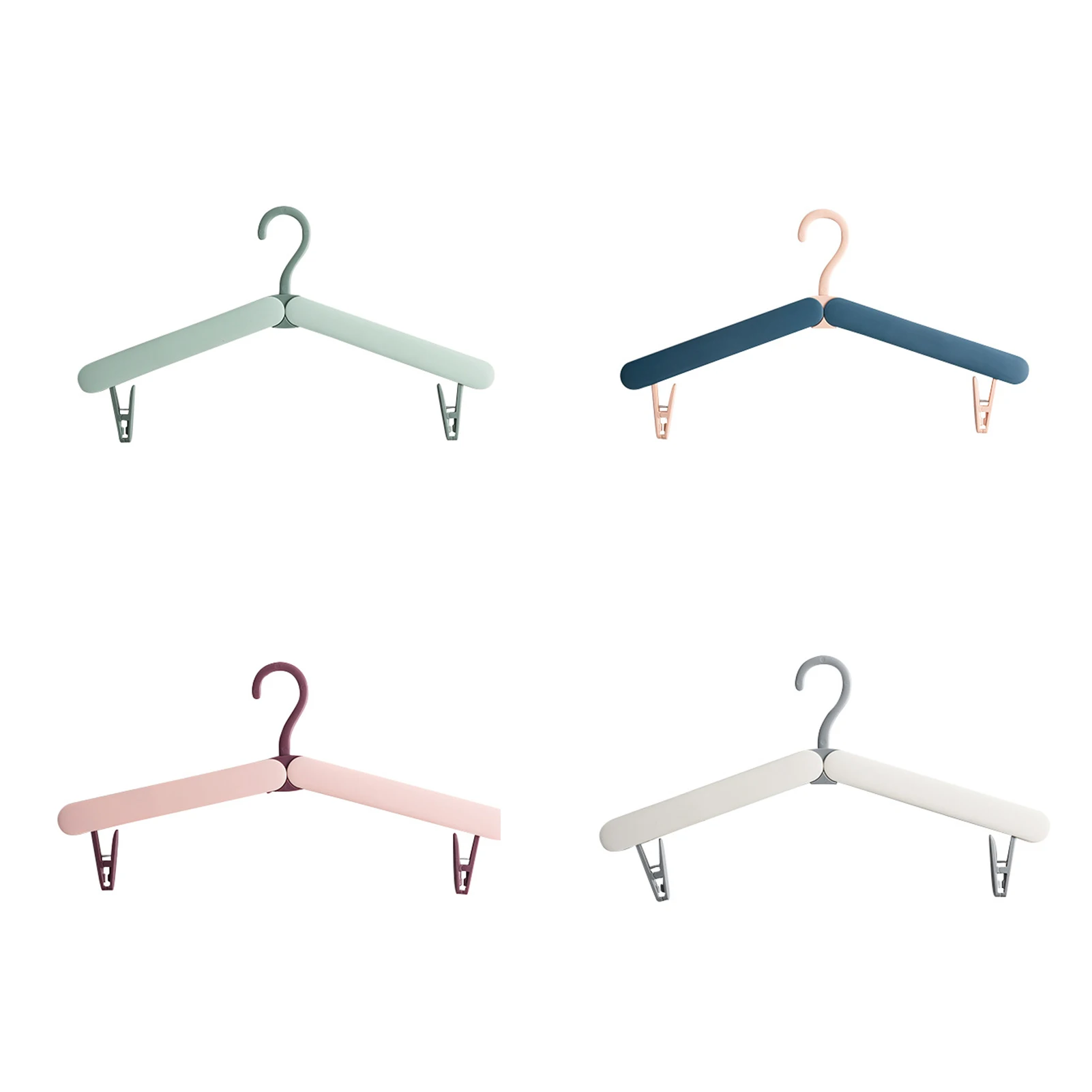 

4pcs Folding Coat Hanger Windproof Cute Clothes Drying Rack Laundry Room Outdoor Anti Slip ABS Home Space Saving Travel Portable
