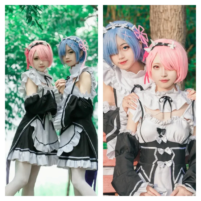 Костюм для косплея аниме Rem Ram костюм Re:zero Kara Hajimeru Isekai Seikatsu Kawaii Maid платье служанки