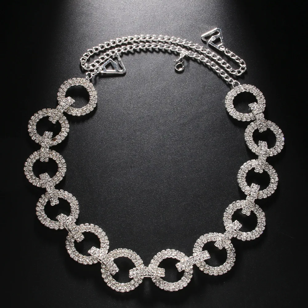 Simple Circular Ring Rhinestone Shoulder Chain for Women Tops Fashion Strap Bra Lingerie Body Chains Jewelry Dress Accessories