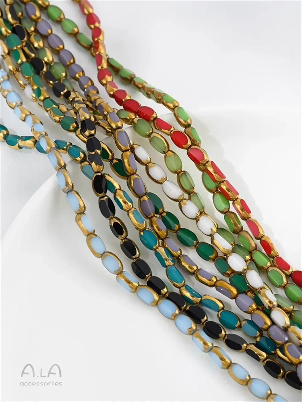 Сплошной цвет хрустальное стекло овальные рисовые бусины в Пномпене сделай сам