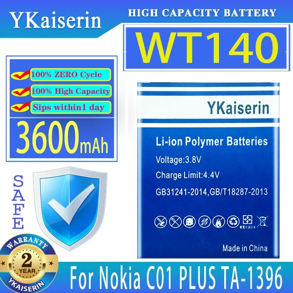Запасной аккумулятор ykaisсеребрин 3600 мАч WT140 для Nokia C01 PLUS C01PLUS TA-1396 Фотоэлементы